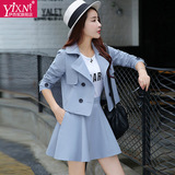 Yi－xn时尚套装女2016秋季新款小香风两件套短款A字裙小外套装裙