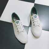 情侣夏季小白鞋男女韩版休闲鞋低帮透气鞋子学生系带绿色帆布鞋潮