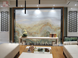 画屏微晶石瓷砖背景墙现代简约欧式客厅仿大理石电视背景蓬莱仙境