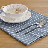 日式田园风格棉麻条纹餐垫 良品布艺 盘垫 杯垫 盖巾 餐布 西餐垫