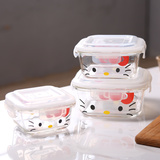韩国凯蒂猫耐热微波炉玻璃保鲜碗带盖泡面储物密封水果便当盒饭盒