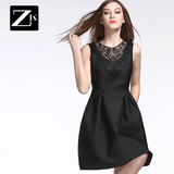 ZK镂空拼接蕾丝连衣裙修身显瘦收腰时尚女装2016夏装新款