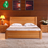 全实木床 榉木床 双人床 1.5米 1.8米 平板大床 储物高箱床 包邮
