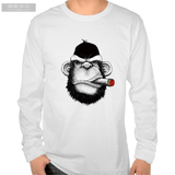 吸烟的猴子酷SMOKING MONKEY个性潮长袖T恤 男女情侣装 秋季新款