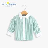 cutebunny宝宝衬衫 男童春装婴幼儿条纹全棉翻领长袖韩版衬衣