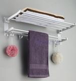 太空铝浴巾架 活动毛巾架 可折叠浴室置物架 双层置物架浴室壁挂