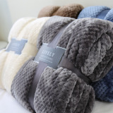外贸余单正品 毛毯单人加厚350g网眼法兰绒毯子 纯色空调沙发盖毯