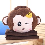 猴年吉祥物卡通猴子三合一抱枕被暖手捂可USB插电取暖送朋友礼物