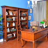 寓述美式书柜纯实木书架 地中海田园置物架客厅展示柜别墅家具