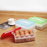 双层鸡蛋盒 冰箱用蛋托收纳盒长方形保鲜盒塑料盒子实用鸡蛋盒