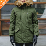 韩国棉衣男士中长款外套冬季潮加厚修身棉服军装风棉大衣绿红黑色