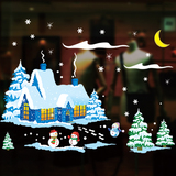 圣诞节墙贴纸店铺玻璃橱窗贴画装饰品布置装扮圣诞树雪人雪屋雪花