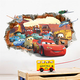 新款汽车总动员3D立体儿童房卧室幼儿园游乐园背景墙贴纸可移除
