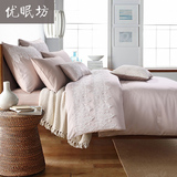 欧式全棉四件套1.8m床美式纯棉样板房秋冬纯色4件套高档床上用品