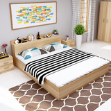 现代简约板式床1.8米1.2/1.5米双人床榻榻米床高箱床储物床收纳床