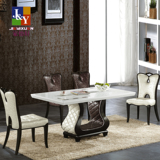 韩式大理石餐台餐桌白色长方型餐桌现代简约饭台欧法式餐台椅组合