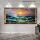手绘油画海景风景帆船欧式客厅走廊玄关欧装饰画一帆风顺带框画