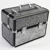 34cm化妆箱复古纹黑边化妆包手提箱化妆工具箱首饰盒收纳盒美甲箱