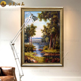 欧式古典风景油画JJ178 别墅玄关楼梯壁炉手绘山水风景装饰有框画