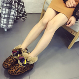 2015新款韩版圆头懒兔毛毛彩色流苏雪地靴平底防滑保暖防水短靴女