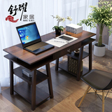 简易书桌书架子组合带抽屉台式电脑桌写字台家用学习桌单人办公桌