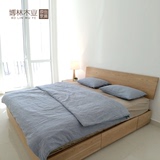 橡木床韩式全实木高箱储物床1.5 1.8米日式单双人床北欧简约风格