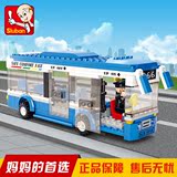 小鲁班启蒙积木星钻城市公交巴士系列快递车救护汽车拼装模型玩具