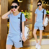 韩版夏季休闲运动套装学生大码女士纯棉T恤短袖上衣短裤两件套潮