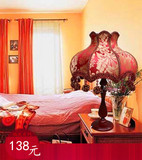 奢华欧式卧室装饰台灯婚房床头红色喜庆田园蕾丝公主优质正品