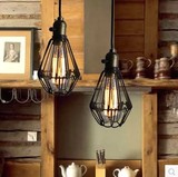 创意灯具Loft美式乡村工业风复古餐厅三头铁艺小铁笼单头吊灯