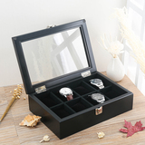 罗威 木质手表盒子 八只装木制天窗手表收纳展示盒收藏盒 带锁扣
