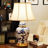陶瓷台灯客厅书房卧室欧式复古油画彩绘装饰台灯美式全铜陶瓷台灯