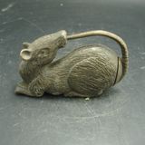 古董收藏品老铜锁小老鼠样式形象逼真古玩杂项老物件老东西