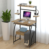 简约现代台式电脑台书桌家用桌子办公桌钢木小型迷你电脑桌带书架