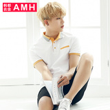 AMH男装韩版2016夏装新款简约修身纯棉短袖时尚POLO衫QU4841翎