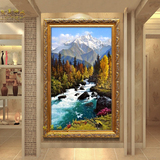 欧式油画挂画正品纯手绘竖版客厅酒店餐厅玄关装饰画山水风景油画