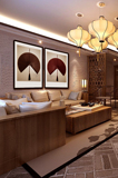 东南亚泰式新中式挂扇子宾馆酒店大堂厅样板间立体装置实物装饰画