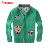 波姆熊童装春秋新款韩版加厚针织开衫拉链毛衣男童女童毛线外套