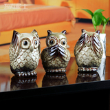 美式乡村陶瓷器创意可爱小动物猫头鹰鸟摆件家居客厅装饰品摆设