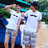 1套包邮沙滩情侣装巴厘岛海边旅游度假沙滩裤T恤男女沙滩裙比基尼
