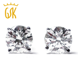 GSK 40分钻石耳钉 单只20分 14K白金镶嵌0.4克拉天然钻石耳饰男女