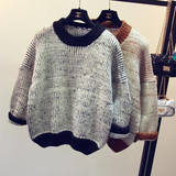 冬季女装韩版复古新款毛衣原宿BF宽松大码加厚打底套头毛衣针织衫