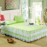 素色纯色小清新简约风蛋糕层全纯棉蕾丝床裙床罩床单1.8*2.2米床