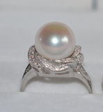 天然珍珠戒指925纯银多色珍珠可选大珍珠结婚送新娘 11-12mm