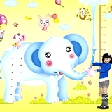 可移除贴画儿童房超大可爱卡通大象量身高贴纸幼儿园墙贴特大装饰