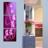 高雅紫色 花卉浪漫挂画 客厅走廊玄关竖式装饰画三联画水晶无框画