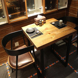 欧式实木餐桌 铁艺咖啡厅桌椅组合快餐饭店饭桌简约现代洽谈桌子
