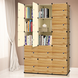 树脂组合书柜自由创意书架带门现代移动书橱组合柜组装折叠儿童柜