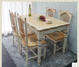 特价外贸出口欧式田园彩绘餐桌组美式乡村手绘客厅实木家具带六椅