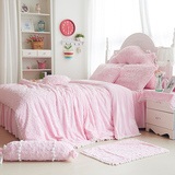 韩版床裙四件套粉色公主风加厚天鹅绒法莱绒1.8m床双人床罩秋冬季